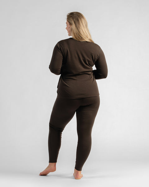 2-teiliges Set aus Langarmshirt und Leggings für Damen in 250 Schokoladenbraun