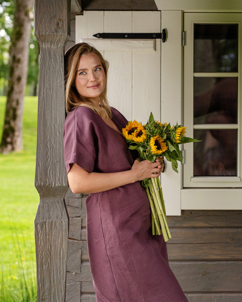 Leinen Wickelkleid Eliana Shadow Purple