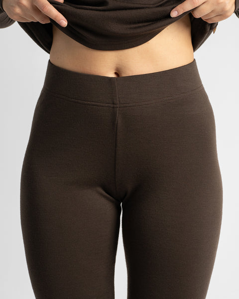 2-teiliges Set aus Langarmshirt und Leggings für Damen in 250 Schokoladenbraun