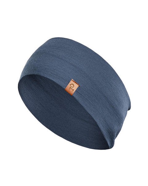 Damen Merino Sport Stirnband Jeansblau