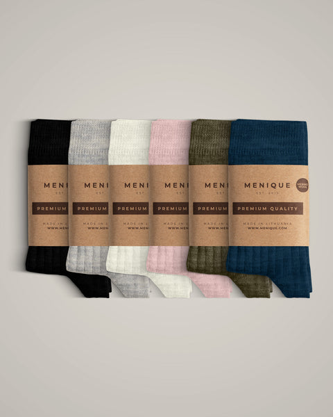 The Menique merino rib crew socks for kids in all colors.