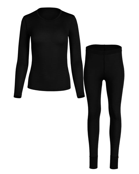 Women's 160 Long Sleeve & Bottoms 2-Piece Black