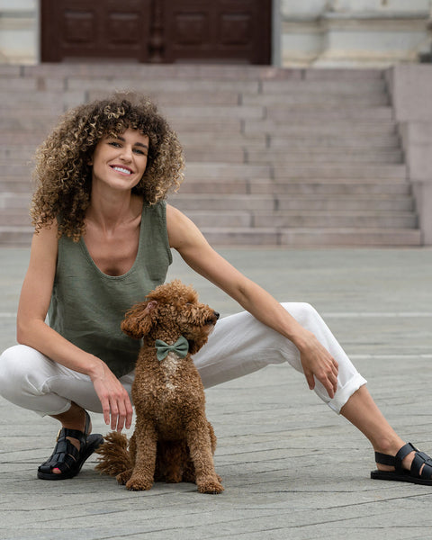 Linen Sleeveless Crop Top Ana Stone Green