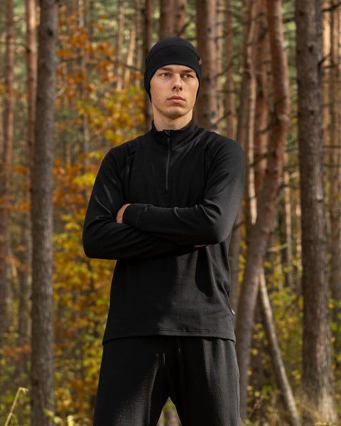 Men's Merino 250 Set of Zip Neck Top & Jogger Sweatpants Black