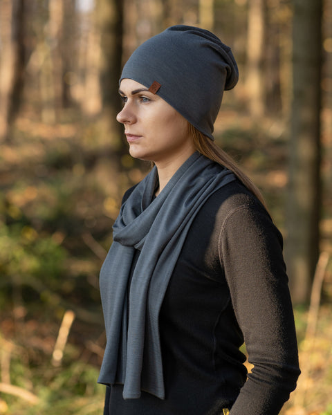 menique Women's Merino Scarf Perfect Grey Color