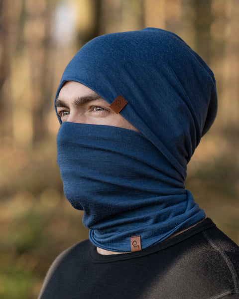 menique Men's Merino Beanie and Gaiter Set Denim