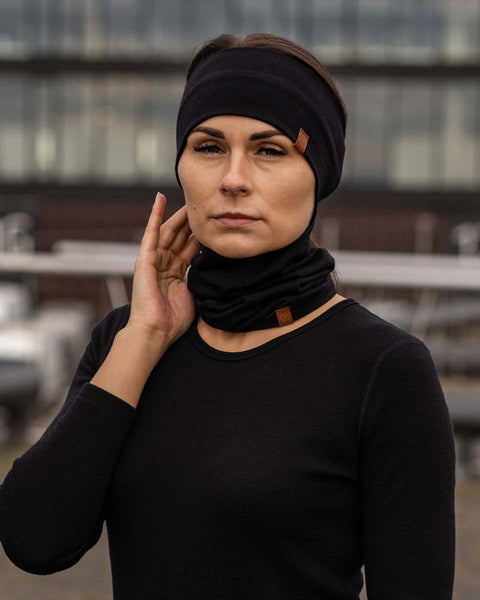 Women's Headband and Gaiter Set Black