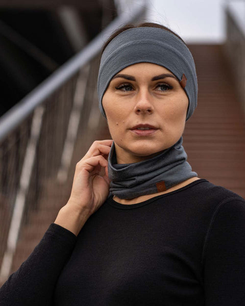Women's Headband and Gaiter Set Perfect Grey