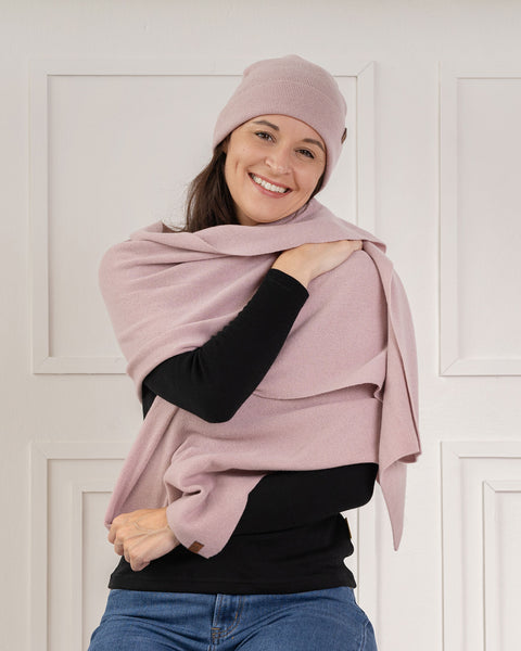 Women's Knit Beanie &amp; Scarf Merino &amp; Cashmere 2-Piece Set