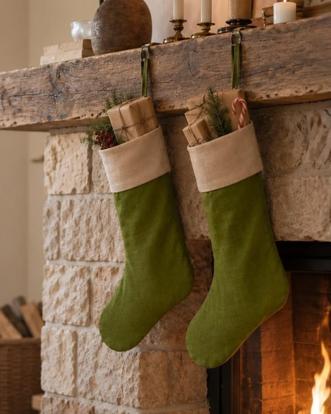 Leinen Weihnachtsstrümpfe Socke