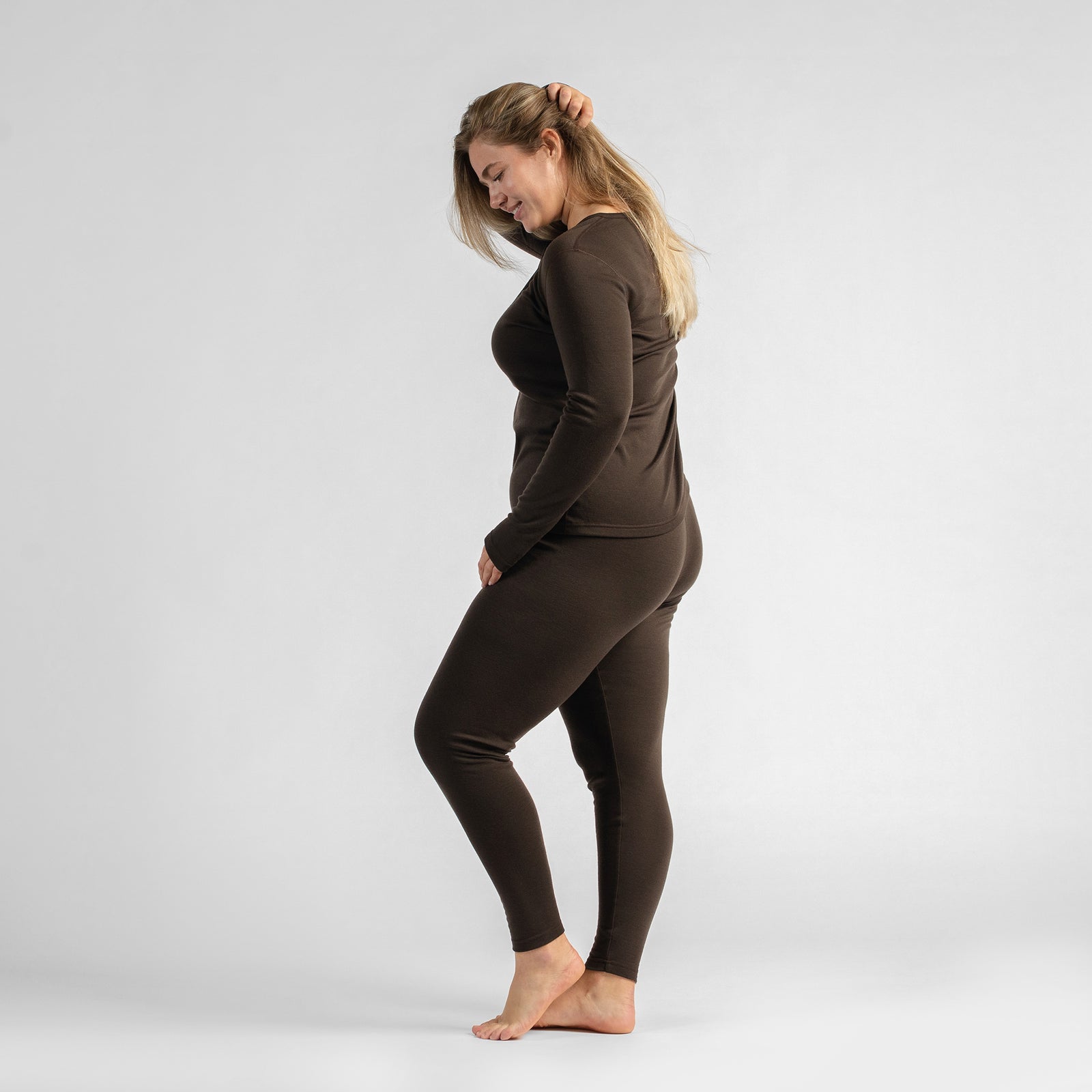 Thermo-Langarmshirt 250 für Damen, Schokoladenbraun