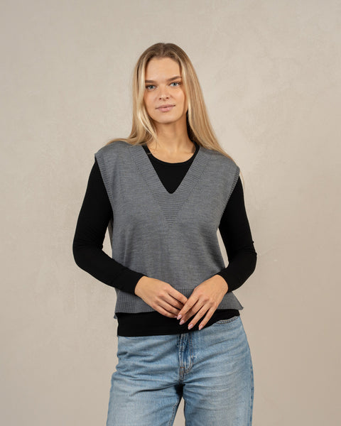 Women's Merino Wool Vest Isla Dark Gray