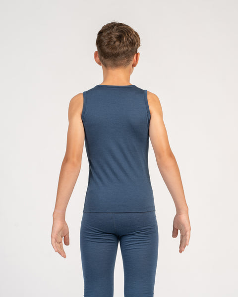 Kinder Merino Tanktop &amp; Unterteil 2-teilig Denim