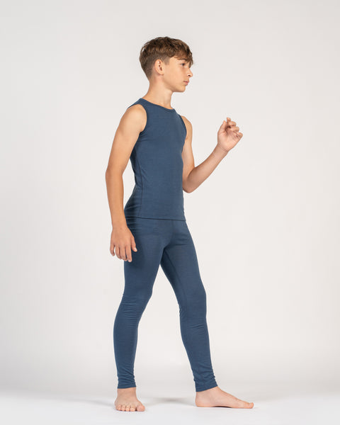 Kinder Merino Tanktop &amp; Unterteil 2-teilig Denim