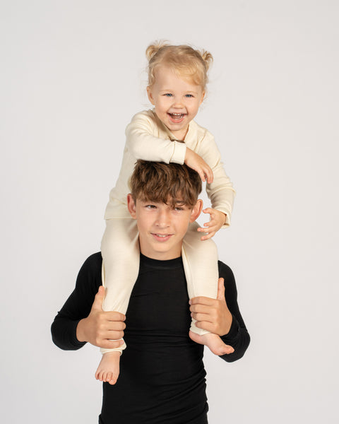 Kids' 160 Long Sleeve &amp; Bottom 2-Piece Natural