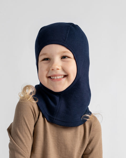 Schlupfmütze mit offenem Gesicht aus 250er Merinowolle für Kinder