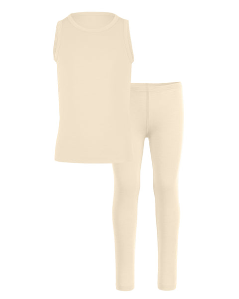 Kids' Merino Tank Top &amp; Bottom 2-Piece Natural