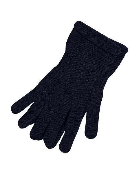the menique kids' knit cotton gloves in blue color in a white background.