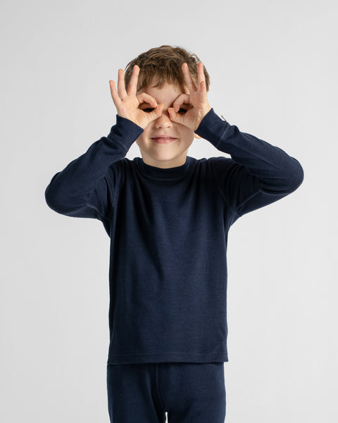 2-teiliges Set für Kinder aus 250er Merinowolle mit langärmeligem Oberteil und Hose