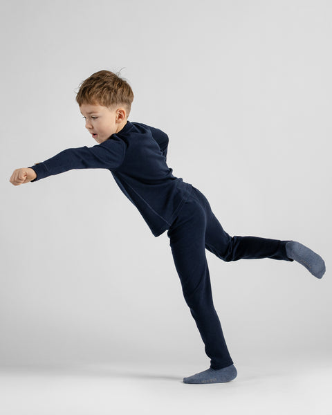 Mittelschweres Merino-Set für Kinder, 2-teilig, mit Langarmshirt und Hose