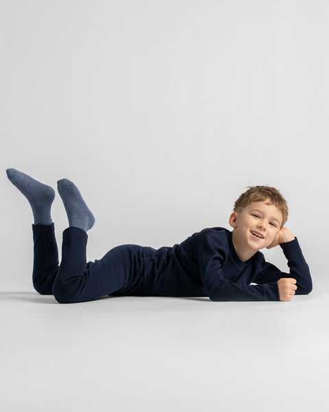 Mittelschweres Merino-Set für Kinder, 2-teilig, mit Langarmshirt und Hose