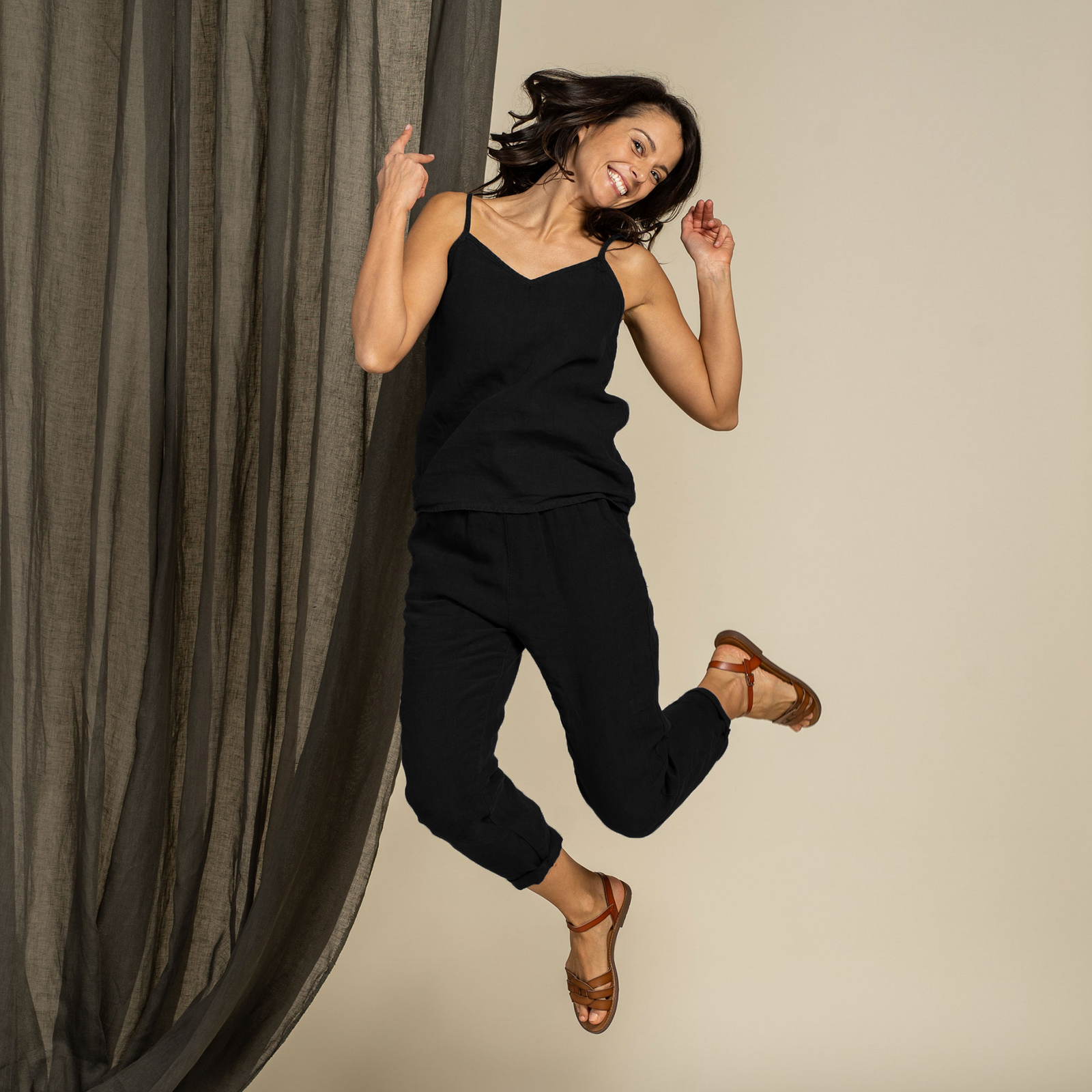 Slip Top & Hose 2-teilig Reines Schwarz