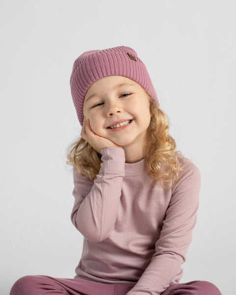Gerippte Strickmütze für Kinder aus 100% Merinowolle