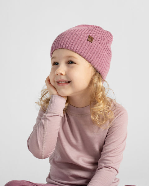 Gerippte Strickmütze für Kinder aus 100% Merinowolle