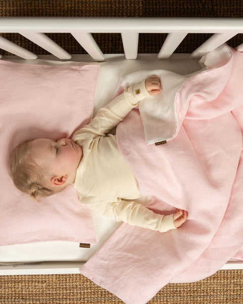 Linen Baby Duvet Cover in dusty pink