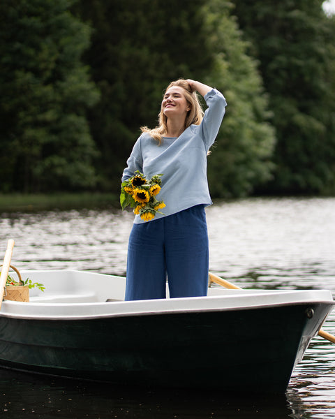 Leinenbluse Nora Wolkiges Blau