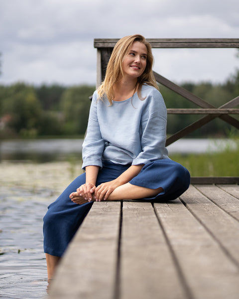Leinenbluse Nora Wolkiges Blau