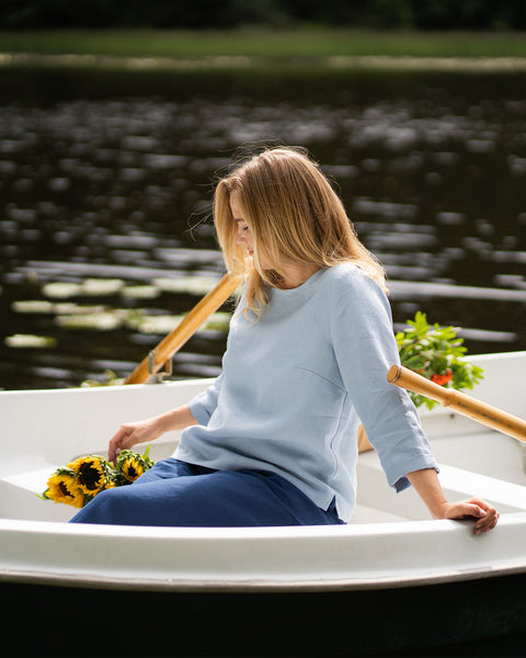 Leinenbluse Nora Wolkiges Blau