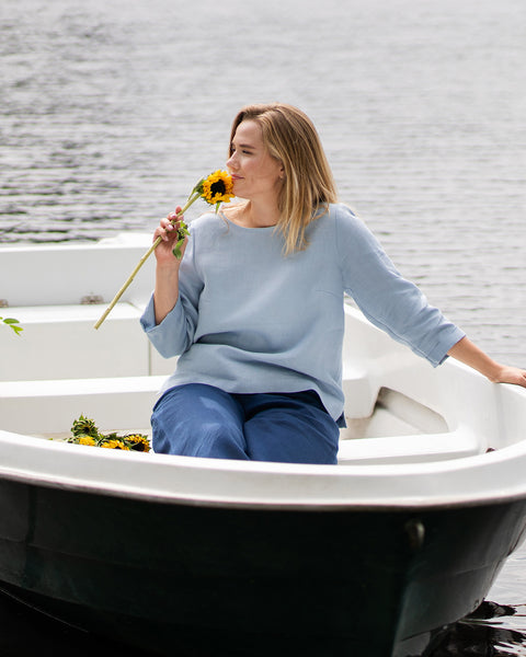 Leinenbluse Nora Wolkiges Blau
