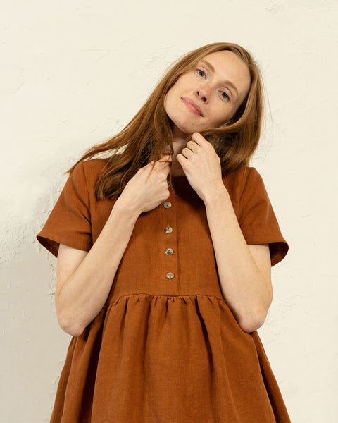 Smock Dress Maria Almond Brown