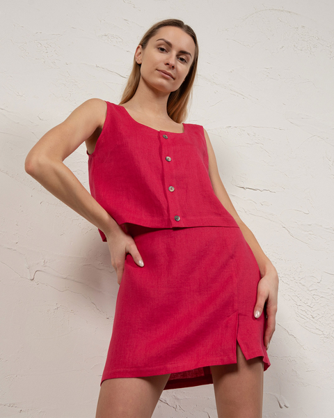 Knopf-Vorderseite Crop Top Monica