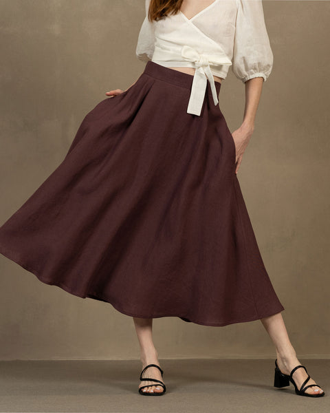 Linen Skirt Evelyn Shadow Purple