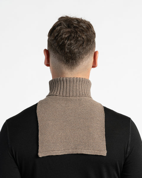 Men's Knit Dickie Neck Warmer Merino Brown Back