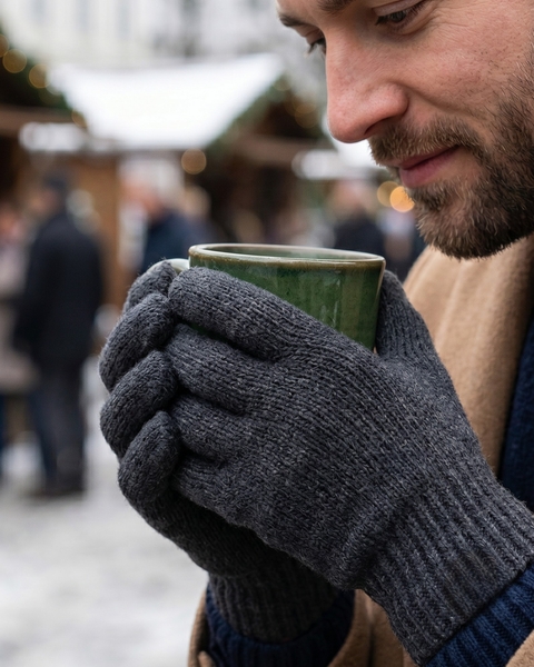 Natürliche Wollhandschuhe für Herren