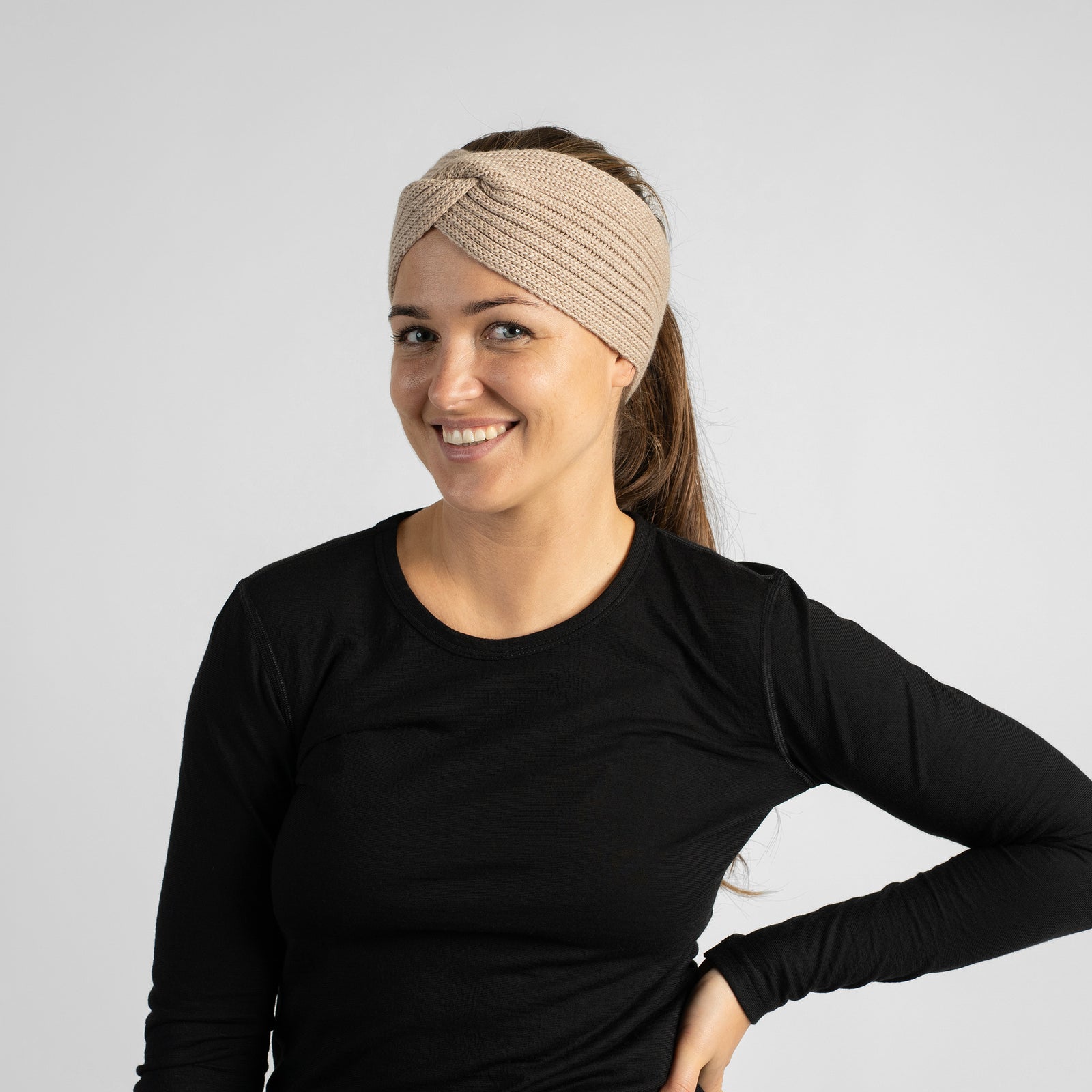 Weiches, warmes geripptes Merino-Strickstirnband für Damen