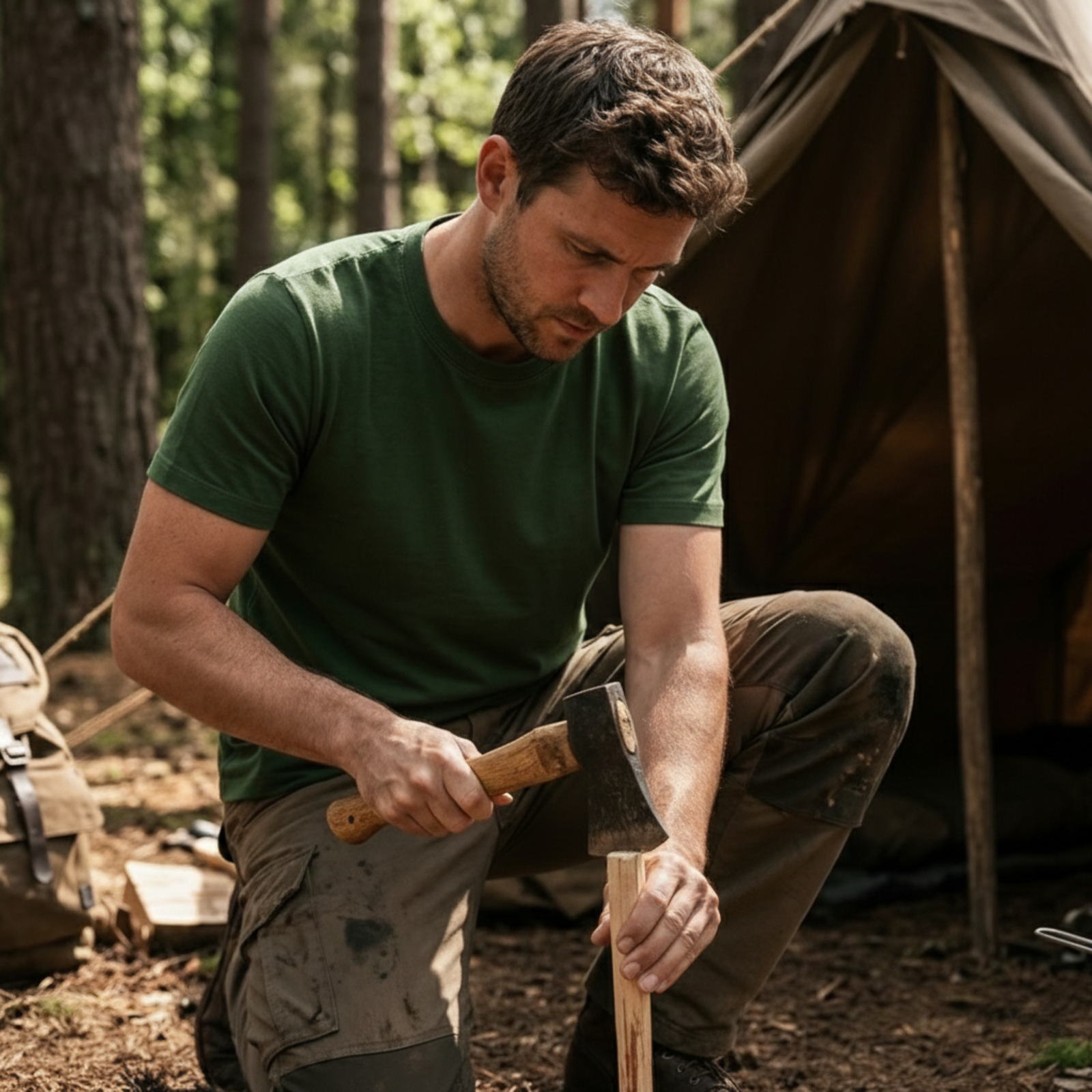 Man wearing regular fit t-shirt from 100% Merino wool in black color