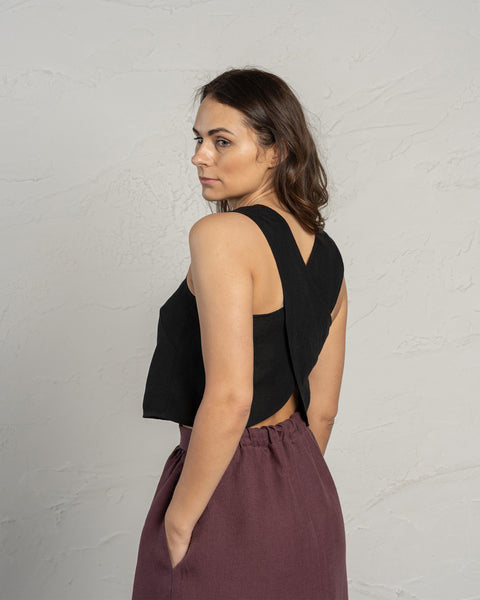 Cross Back Crop Top Serena Black
