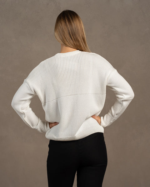 Women's Knit Cotton Sweater Sonata White
