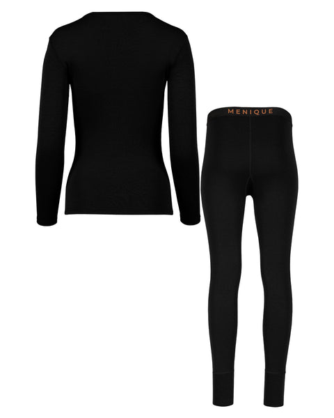 Women's 250 Merino 2-Piece Set of Long Sleeve &amp; Bottoms Black