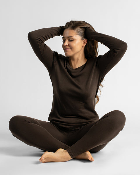 Damenleggings 250 Schokoladenbraun