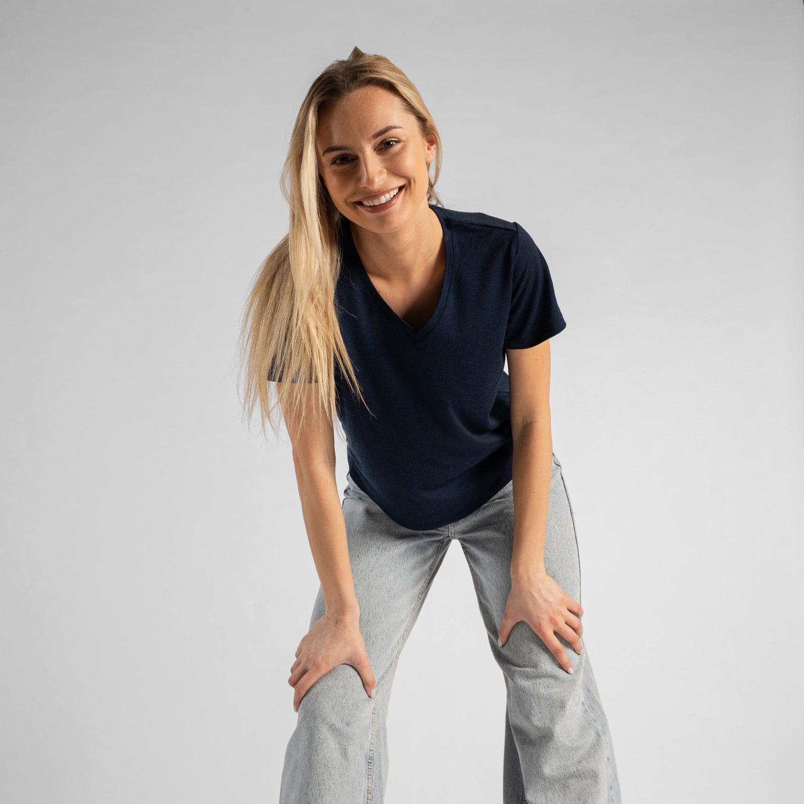 Damen Merino Regular Fit V-Ausschnitt T-Shirt