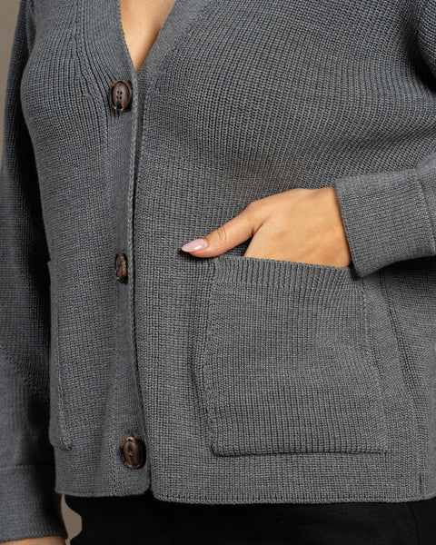 Women's Merino Wool Cardigan Hazel Dark gray