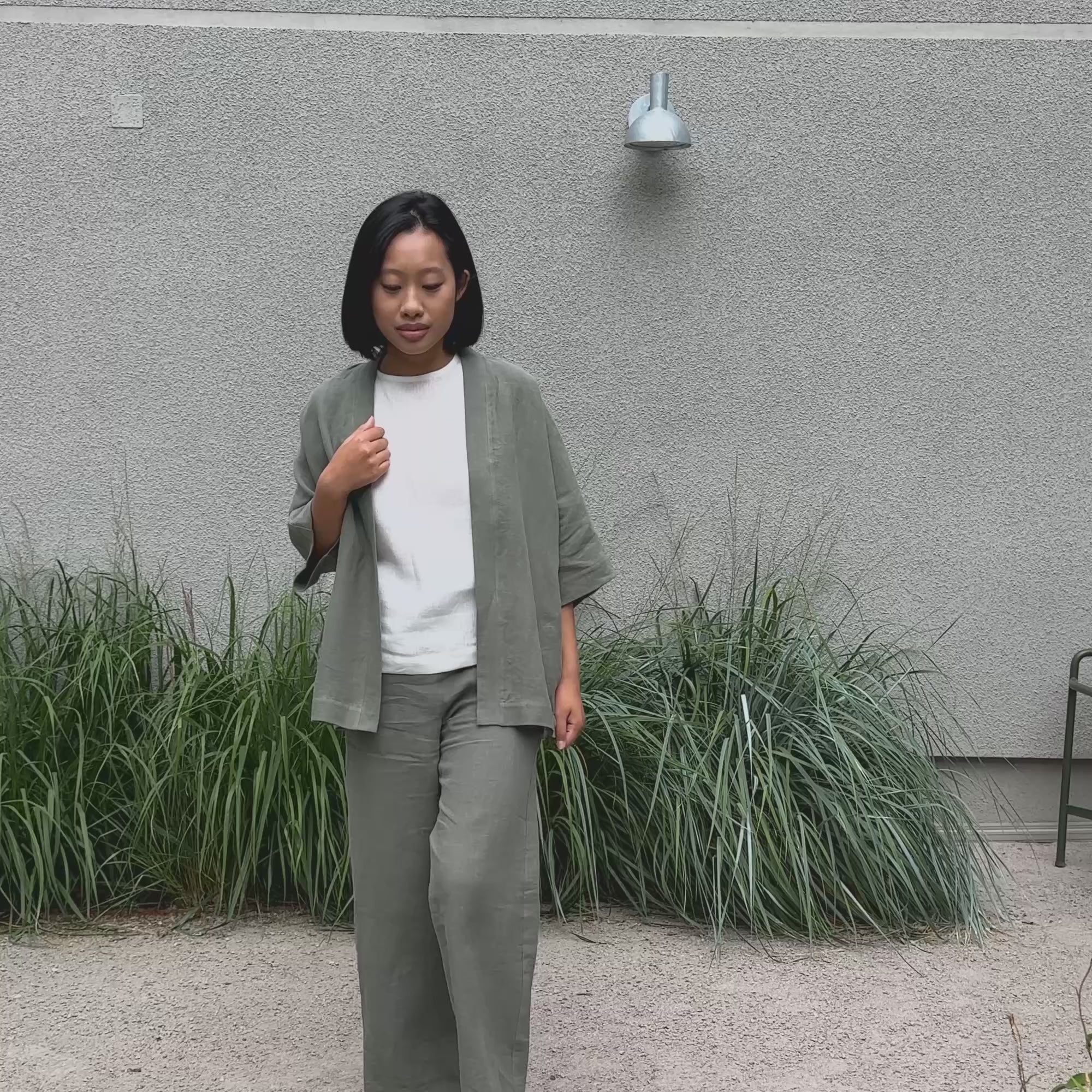 Leinen Kimono Wickeloberteil Sakura